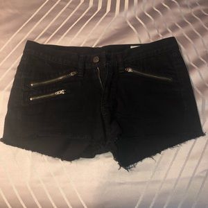 rag and bone black denim shorts - zipper front